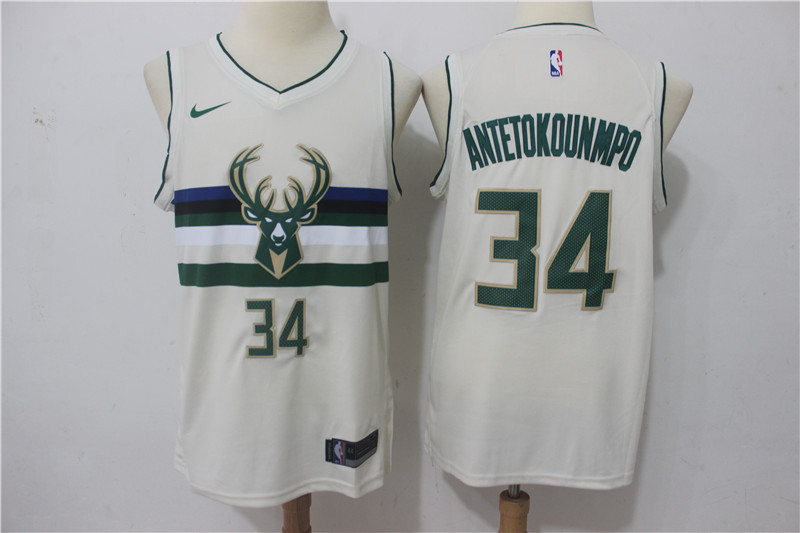 Men Milwaukee Bucks 34 Antetokounmp Gream Game Nike NBA Jerseys